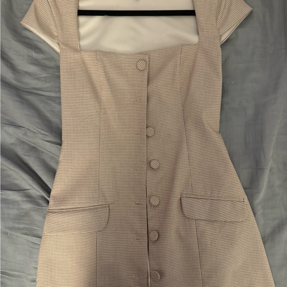 Beige Mini Dress with Button Detail NEW zara